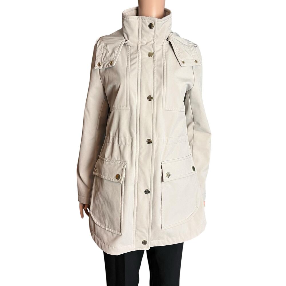 Kenneth Cole NY Ivory Utility Parka Coat Medium Removable Hood